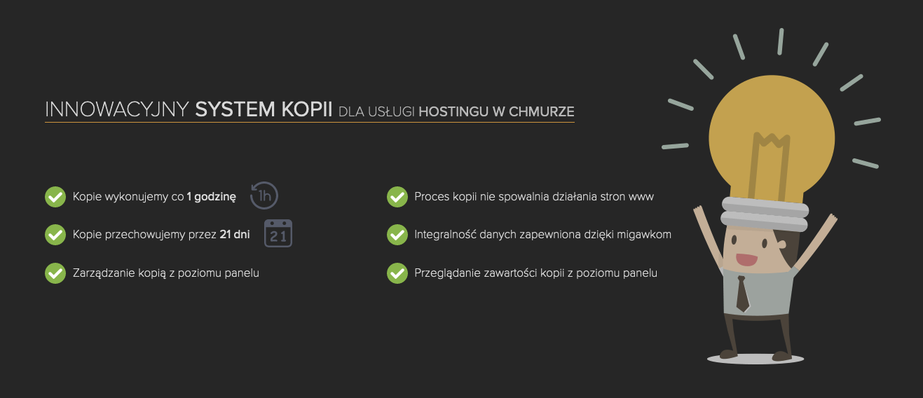Backup co godzinę i dostępny do 21 dni wstecz w webh.pl